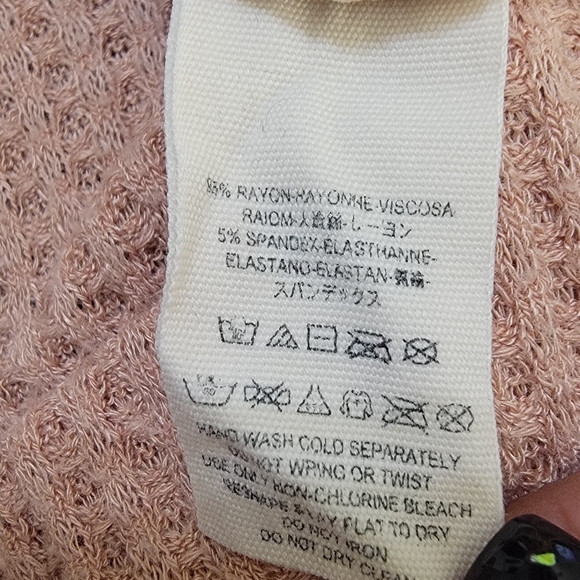 Free People Faded Rose Pink Drippy High Low Tunic Thermal Knit Top - Picture 10 of 12